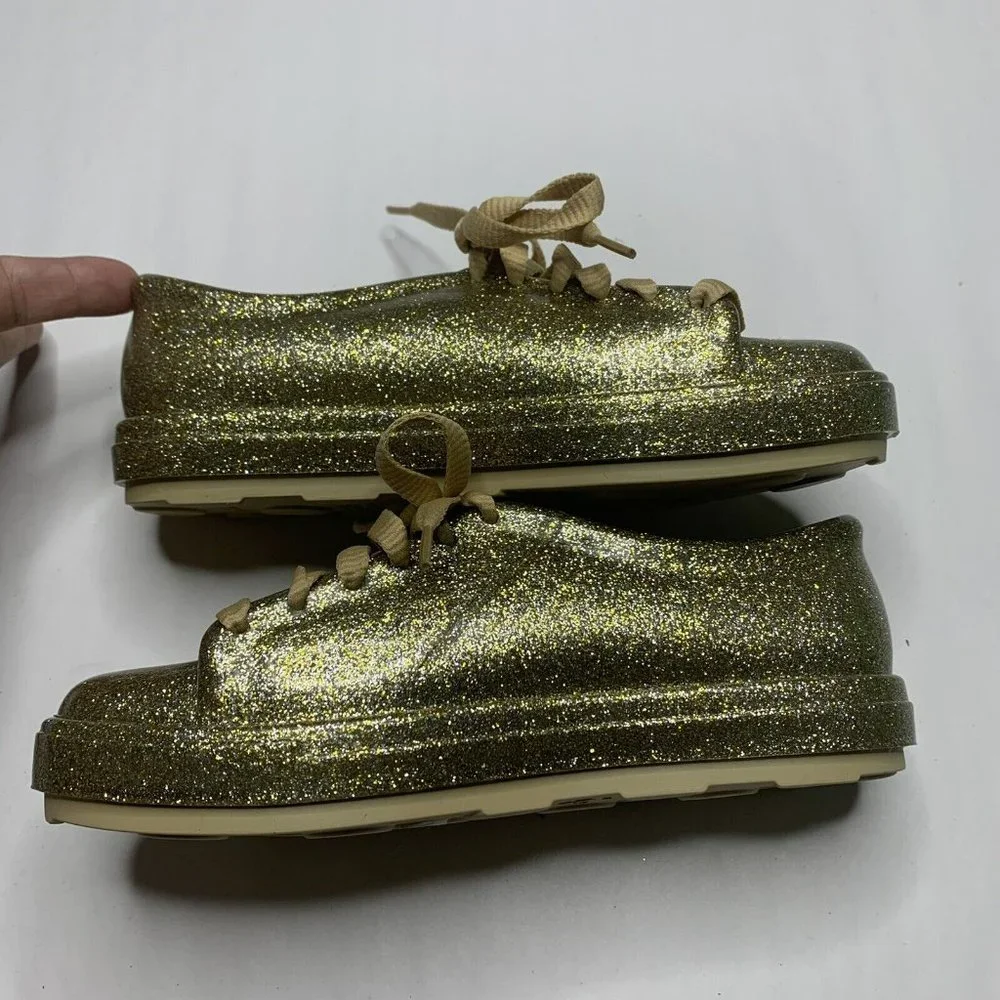 Mel Dreamed By Melissa Gold Glitter Rubber Fashion sneakers
